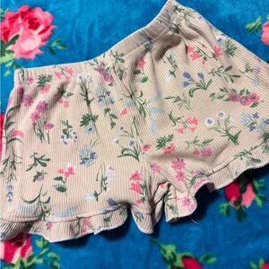 btween Floral Kids Shorts - Cream with Pink and Green